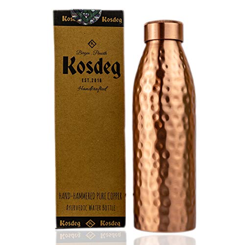 Kosdeg 24 oz Pure Copper Water Bottle | Ayurvedic Drinking Vessel
