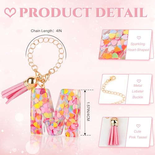 Pink Letter Charm Keychain for Stanley Cup Tumbler - M