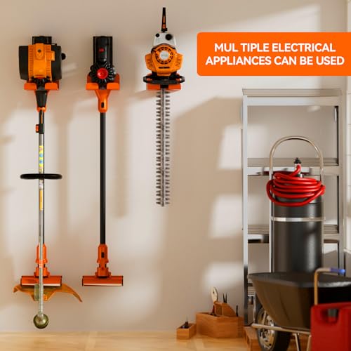 Garage Organizer Trimmer Rack, Garden Power Tool Hanger Weed Whackers Holder Wall Mounted for Grass Trimmer, Hedge Trimmer, Garage Trimmer, Garden Tools,2 Pack(Orange)