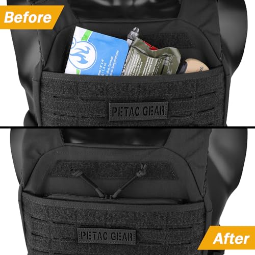 PETAC GEAR BK 7.8in Tactical Drop-in Zipper Inserts for Built-in Vest Plate Bag Admin Pocket