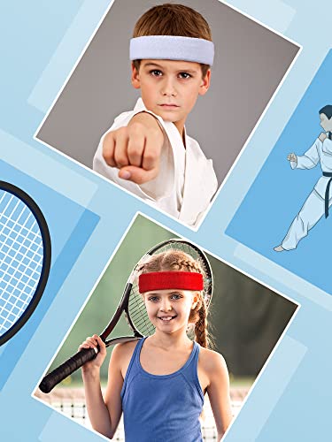 Kids Sweatbands - 6 Colorful Headbands for Sports