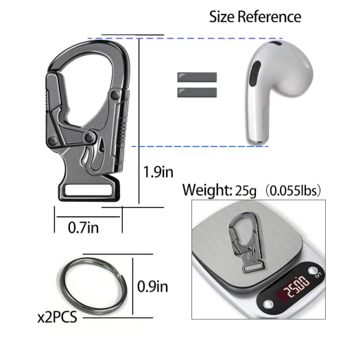 Ahiller Gunmetal Dual-Locking Carabiner Clip Keychain - 1P