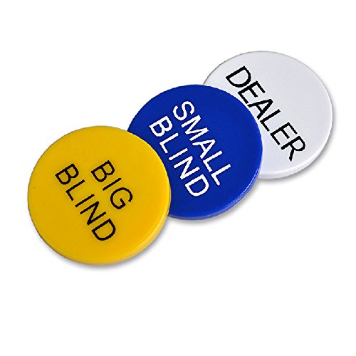 3-Piece Poker Dealer Button Set - Small Blind, Big Blind & Dealer
