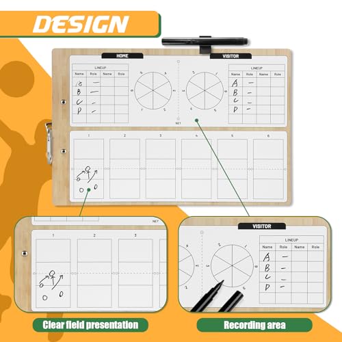 Volleyball Coaches Clipboard - Double-Sided Dry Erase Board - Burlywood