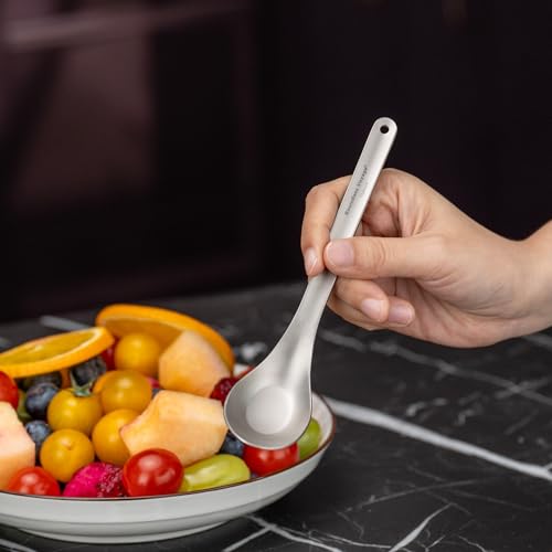 iBasingo Titanium Camping Spoon 2-Pack - Lightweight, Deep-Bowl, Portable for Hiking & Backpacking, Model Ti1029T