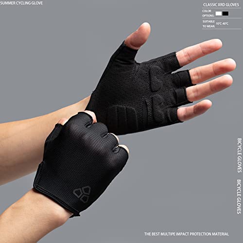 DUEECO Mountain Bike Cycling Gloves Men Women Breathable Shock-Absorbing XRD Pad Black Medium