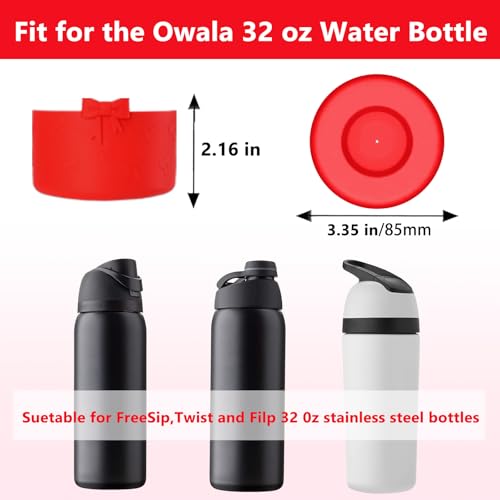 Bow Silicone Boot for 32oz Water Bottle - Anti-Slip Protective Sleeve - Red