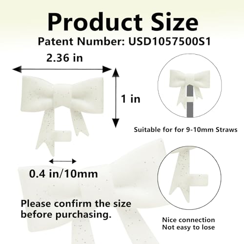 3 Pcs Glitter Beige Bow Straw Covers for Stanley Tumblers