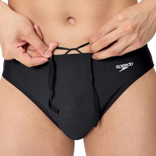 Speedo Men's Endurasoft Solid Swimsuit Brief Black 26 / Team Black