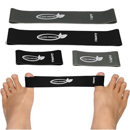 Lumia Wellness Black/Gray Toe Bands for Exercise & Bunion Correction – 4 Pack