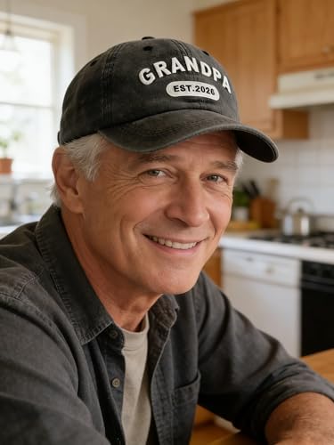 Grandpa Est 2026 Baseball Cap - Adjustable Washed Cotton - Black