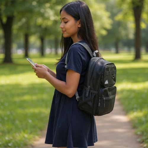 Summit Ridge Travel Backpack for Men & Women, Spacious 17x13x5in with Water Bottle Pockets - Black