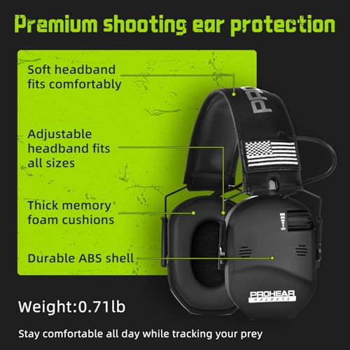 Electronic Ear Protection for Shooting & Hunting - 29dB Noise Reduction, 4 Microphones - Black