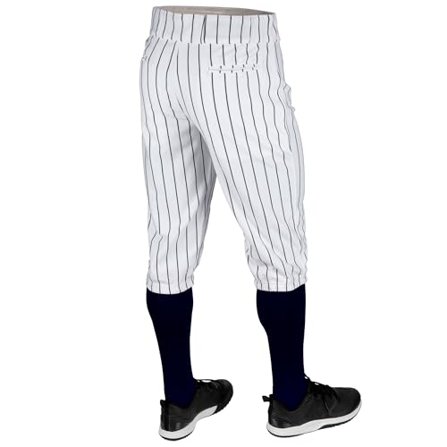 Champro Men's Triple Crown 2.0 Baseball Knickers with Pinstripes, Medium White/Navy