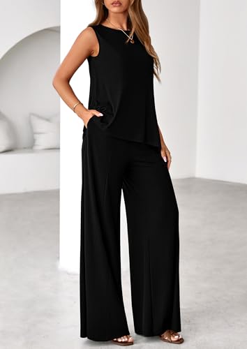 PRETTYGARDEN Women's Summer 2-Piece Lounge Set, XS-XL Black