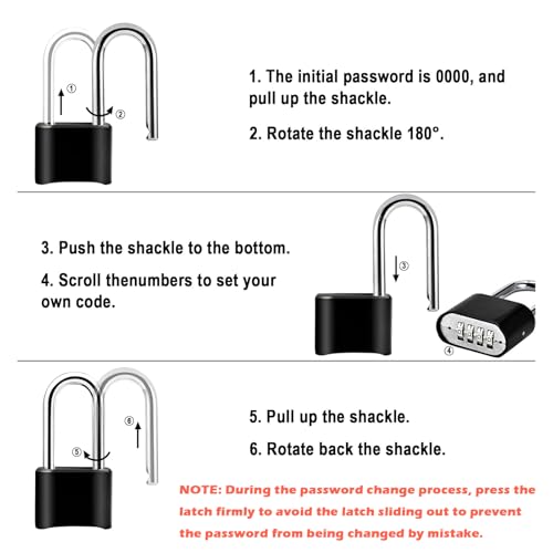 4pcs Combination Lock, 4-Digit Heavy Duty Combo Lock, Combination Padlock Outdoor Waterproof Gate Locks for Outdoor Fence, Locker, Sheds, Gym, Gate Hasps(4pcs, Long Shackle)