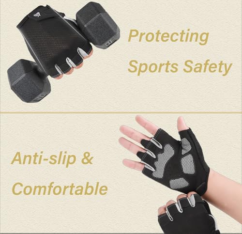 Breathable Fingerless Workout Gloves for Weightlifting - Black, Medium
