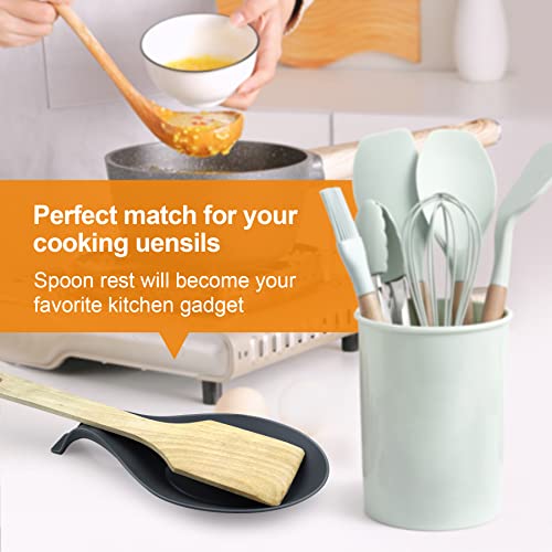 Silicone Spoon Rest Set for Stove Top and Kitchen Counter - 3 Pack, Gray