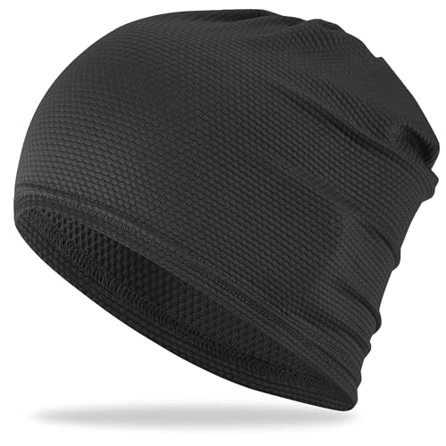 Cooling Skull Cap for Men & Women - Thin Breathable Mesh Beanie - Black