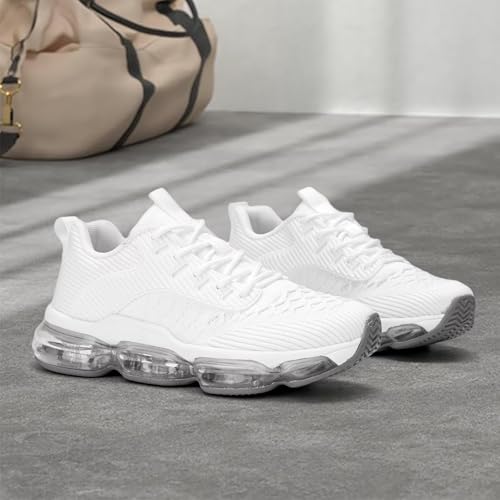 Luogoks Women's White Air Cushion Running & Basketball Sneakers - Size 6 US
