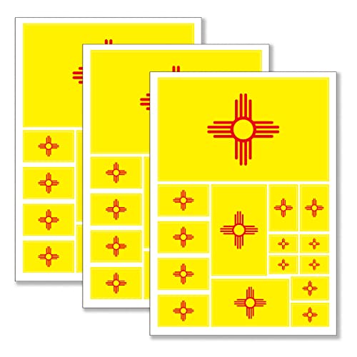 QQSD New Mexico Flag Sticker Decal in Multiple Sizes, 3 Pack, 11.7 x 8.3 Inches