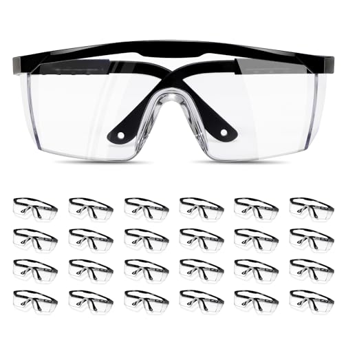 Clear Safety Glasses 12 PACK Safety Goggles Adjustable Temples Wide Vision, Impact Resistant UV Protection, Protective Eye Wear for Industrial Work, Laboratory, Woodworking