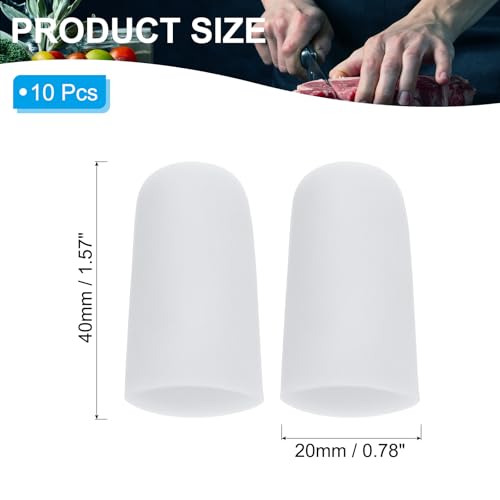 Silicone Gel Finger Cots - 1.6" White Fingertip Protectors (10 Pcs)