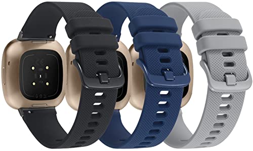 3-Pack Sport Bands Compatible with Fitbit Versa 4/Versa 3/Sense