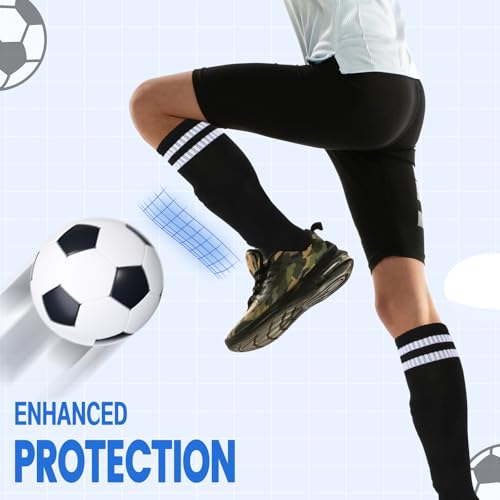 Lightweight Soccer Shin Guards with Socks for Kids - Black, Small