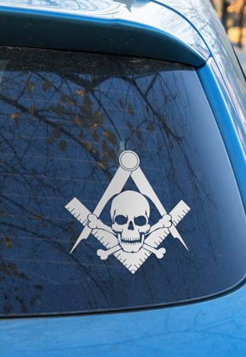 Masonic Square & Compass Vinyl Decal - White