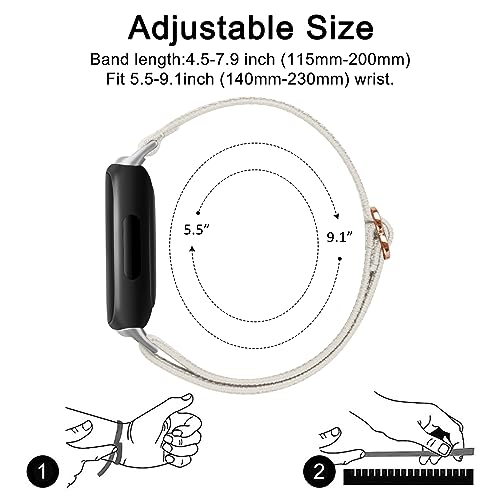 4 Pack Elastic Bands for Fitbit Inspire 3 - Black, Pink, Starlight, Green
