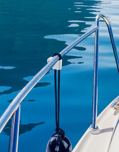 KEMIMOTO White Boat Fender Clips - Adjustable Quick Release Marine Cleats (2 pcs)