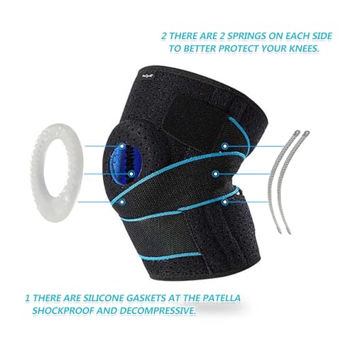 Knee Brace with Side Stabilizers & Gel Pad - Blue & Black, Medium