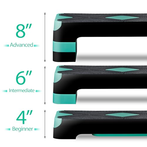 Aerobic Exercise Step Platform with Adjustable Risers - Green