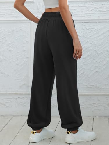 ATHMILE Women's Wide Leg Baggy Lounge Sweatpants Medium Black