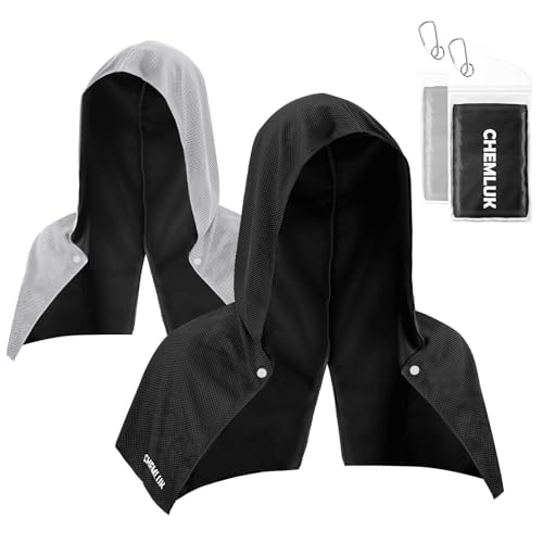 Cooling Towels for Neck and Face - Instant Cool Hoodie Towel 2PCS - Black/Grey