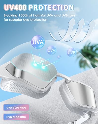 Adult Anti-Fog Swim Goggles - White Frame with Silver Electroplated Lens