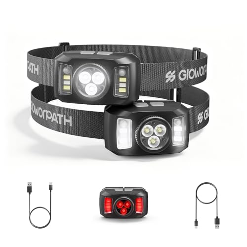 Rechargeable Headlamp - Ultra Bright 1200 Lumen - Black - 2 Pack