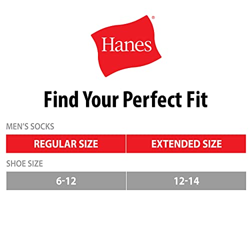 Hanes Men's X-temp Cushioned No Show Socks Pack of 12 Black Size 12-14