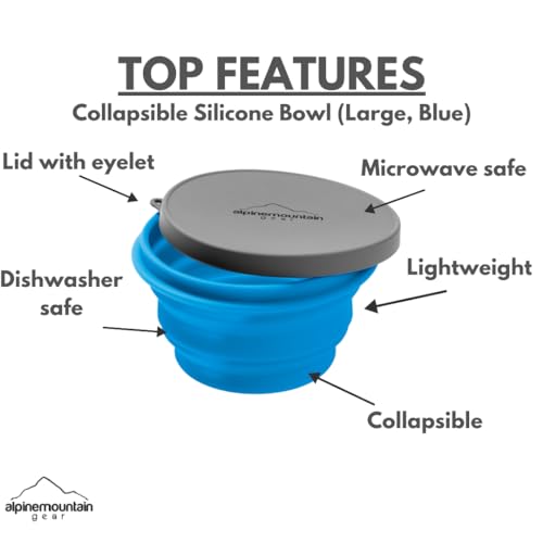 Collapsible Silicone Bowl - Large Blue, Dishwasher & Microwave Safe