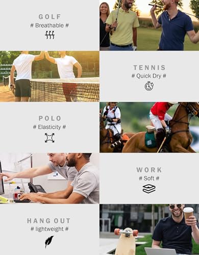Men's Performance Polo Shirts - 5 Pack Short Sleeve Golf T-Shirts