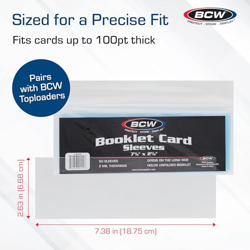 Booklet Card Sleeves - 50 Pack | Acid-Free Protection, 7 3/8 x 2 5/8 Inches
