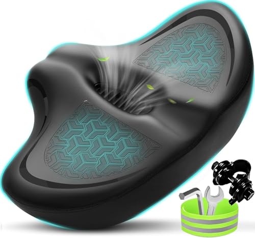 Twomaples Noseless Bike Seat Cushion - Extra Wide Comfort, Pitch Black