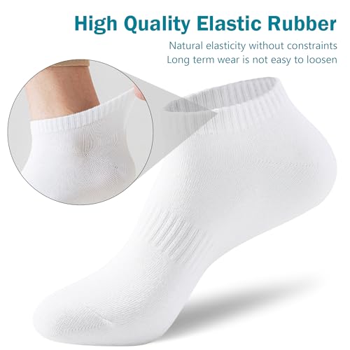 DOKUTOKU 6 Pairs Women's Ankle Socks Size 9-11 Thick Cotton No Show Invisible Socks - White, Variation 5-9