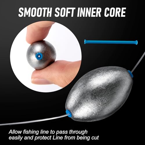 Egg Sinkers Fishing Weights - 1/4oz, 20pcs Lead Sinkers for Bass Fishing