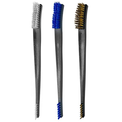 3-Piece Double-Ended Gun Cleaning Brush Set - Mixed Material Brushes