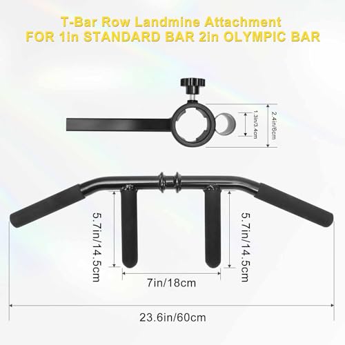 Landmine T Bar Row Handle for Olympic & Standard Barbells - Multi-Grip Workout Equipment