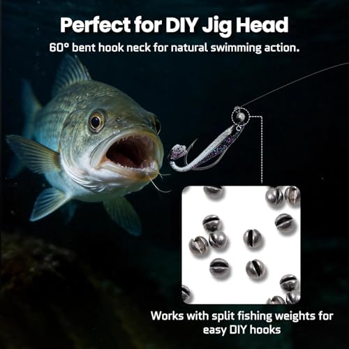 60 Degree Jig Hooks - Long Shank Aberdeen Hooks, 50pcs