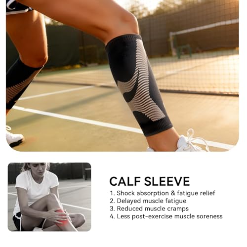 Copper-Infused Calf Compression Sleeves - Black, X-Large