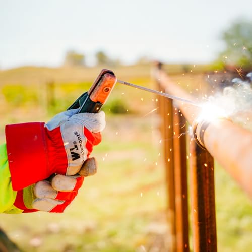 Wells Lamont Leather Work Gloves with Safety Cuff, Double Palm, Split Cowhide, Large (4050)